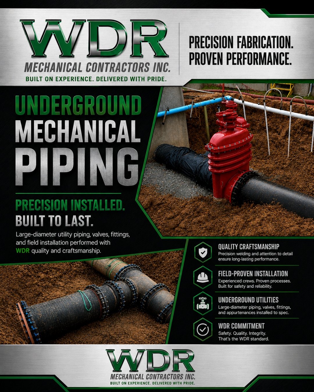 Underground mechanical piping installation